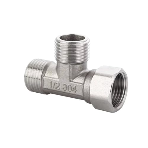 Umschaltventil Dusche WC-Umschaltventil Edelstahladapter G1/2" T-Ventil for Bad Bidet Sprayer Duscharmatur 4 Punkte Dreiwege(Silver 3) von JTKSSCS