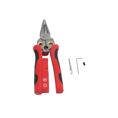 JTLB 8 in 1 Multifunktional Drahtstripper mit Spannungstester, Drahtschneider und Mehr für Elektrikerarbeit, Hergestellt mit Premium Edelstahl, Leichtes Design (Rot) von JTLB