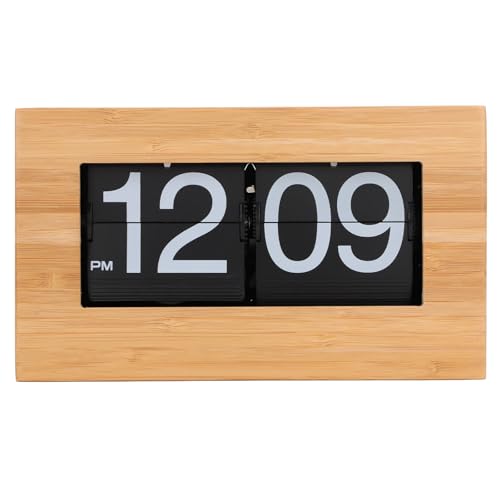 JTLB Auto Flip Clock Vintage Retro Große Zahl Flip Down Schreibtisch Tischuhr Zuhause Wohnzimmer Büro (Schwarzer Hintergrund) von JTLB