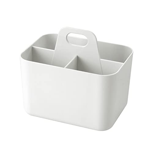JTLB Geteilter Dusch-Organizer, Tragbare Aufbewahrungsbox mit Griffen, Platzsparender Aufbewahrungskorb, Schreibtisch-Organizer aus PET-Material für den Regalschrank Im Wohnheim (Weiß) von JTLB