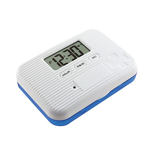 JTLB Pillenspender mit Alarm, Elektronischer Pillen-Organizer mit LCD-Display, 6 Fächer, Digitale Pillenerinnerung, für den Außenbereich, Tragbare Mini-Pillendose mit Alarm (Blau) von JTLB
