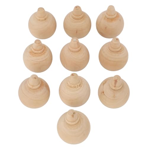 JTLB Robuste Holzornamente, 10 Stück Holz DIY, Unvollendete Kugelornamente, Glatte Leere Oberflächen, Goldene Hängeschnur, Ideal für DIY -Kunstprojekte von JTLB