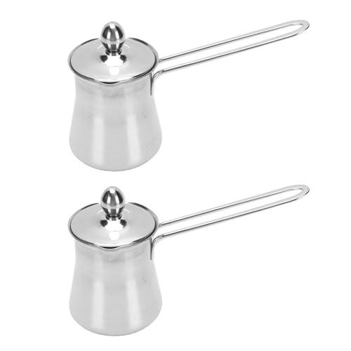 JTLB Türkische Kaffeekanne, Milchwärmer, 2 Edelstahlpfannen 15 Fl Oz Zum Schmelzen von Schokolade, Erhitzen von Butter JTLB Türkische Kaffeekanne, Milchwärmer, 2 Edelstahlpfannen 15 Fl Oz Zum Schmelzen von Schokolade, Erhitzen von Butter von JTLB