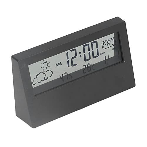 Multifunktionsuhr, Digitaler Wecker mit Großem Display, Temperatur- und Luftfeuchtigkeitssensor, Schlummerfunktion, Batteriebetriebene Reiseuhr für Zuhause und Büro (Schwarz) von JTLB