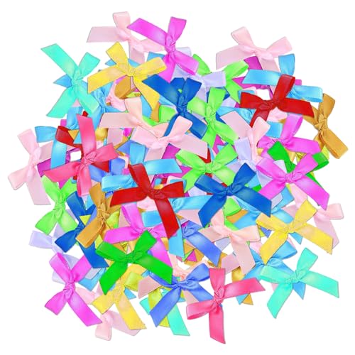 150 Stück Bandschleifen, Minischleifen, Bunte Schleifen, Doppelseitige Satinfarbene Schleifen, 4-Cm-Schleifen, Selbstgemachte Handwerkliche Hochzeitsdekorationen, Geschenkdekorationsschleifen von JTMKYO