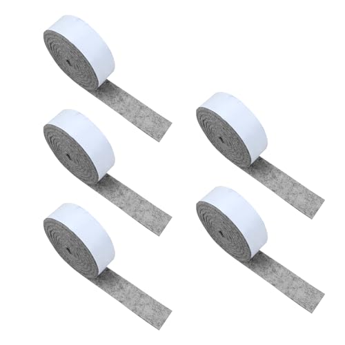 5 Rollen graue Selbstklebende Filzgleiter, Lange Klebestreifen für Tische und Stühle, rutschfeste Filzstreifen, zuschneidbar zum Schutz von Möbeln, Böden und Schrankbeinen (100 cm x 2 cm) von JTMKYO