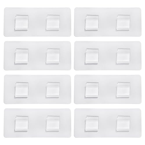 JTMKYO 8 Stück U-Förmige Schnallen, Selbstklebende Haken, Aufbewahrungsregal Badezimmerbox Klebehaken, Kein Stanzen Und Spurlose Transparente Haken, Geeignet Für Küche Und Badezimmer (6 X 14 Cm) von JTMKYO