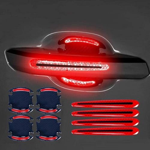 JTMLGDPA Auto Türgriff Lackschutzfolie 3D Autotürgriff Kratzschutz Aufkleber Set für Range Rover Sport 2010-2013(Without Computer Box,Light Square), Anti Scratch Reflective Strips,A-Red von JTMLGDPA