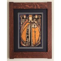 Die Pik Dame Im Mission Style Art in Quartersawn Eichenrahmen von JTMortimer