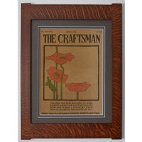 The Craftsman Poppies Mission Style Kunst Im Quartersawn-Eichenrahmen von JTMortimer