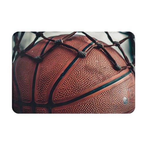 JTNWEC Bedruckte Fußmatte mit Basketball-Motiv, weich, 40,6 x 61 cm, rutschfester Eingangsteppich, Bodenmatten für Küche, Badezimmer, Böden von JTNWEC