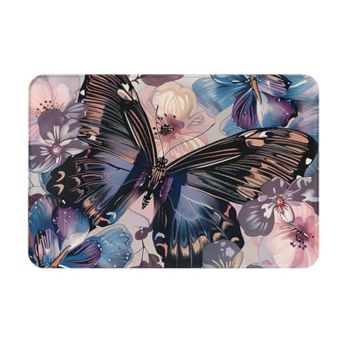 JTNWEC Fußmatte mit Schmetterlingsmotiv, weich, 40,6 x 61 cm, rutschfester Eingangsteppich, Bodenmatten für Küche, Badezimmer, Böden von JTNWEC