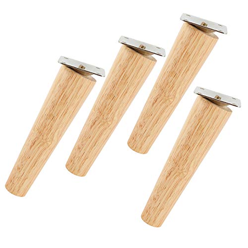 JTNero 4 Stück Möbelfüße Holz Eiche, Sofafüsse Holz mit Montageplatten und Schrauben 8cm/15cm/20cm/25cm Holz Möbelfüße für Sofa Bett Schrank Couch Stuhl (15cm, Schrägfuß) von JTNero