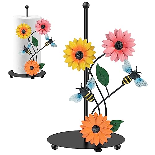 Küchenrollenhalter stehend Sonnenblumen rollenhalter toilettenpapier mit Schmetterling/Biene Papierrollenhalter Arbeitsplatte Papierrollenhalter für Küche Esstisch Heimdekoration (Schmetterling) von JTNero