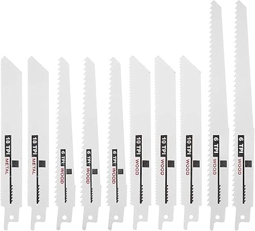 Säbelsägeblätter Set 10tlg 150&200mm aus HCS 6-18 TPI, schnelles Sägeblätter mit Universeller Griff Zubehör Säbelsäge für Holz und Metall von JTNero