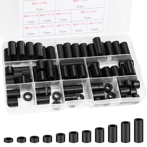 110 Stk. Runde Abstandshalter ABS Distanzhülsen Unterlegscheiben für Schrauben DIY Zubehör, ABS Säule, Hülsen Rundloch Stützsäulendichtung, PC Lsoliersäule mit Doppeltem Durchgang (M6) 110 Stk. Runde Abstandshalter ABS Distanzhülsen Unterlegscheiben für Schrauben DIY Zubehör, ABS Säule, Hülsen Rundloch Stützsäulendichtung, PC Lsoliersäule mit Doppeltem Durchgang (M6) von JTOOYS