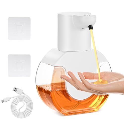 Seifenspender Automatisch, 420ml Wandmontage Seifenspender USB Wiederaufladbar Berührungsloses Elektrischer Seifenspender mit Sensor Infrarot & 4 einstellbare Stufen IPX5 Wasserdicht für Küche & Bad von JTOOYS