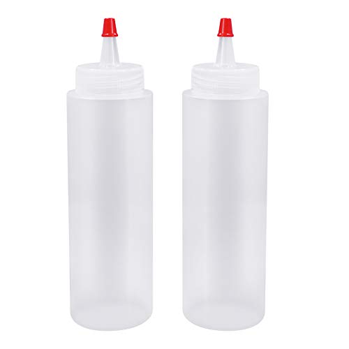 Squeeze Flasche, 2 Stück 8oz Soßenspender Squeeze Flasche- BPA Frei, Plastik Quetschflasche mit Kappen & Kein Leck Condiment Flaschen für Ketchup, Scharfe Soße, Senf, Mayonnaise, Malen und mehr von JTOOYS