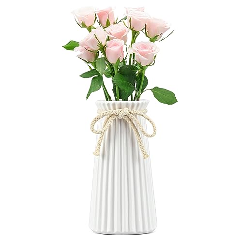 JTOOYS Weiße gerippte Keramikvasen, Blumenvase für minimalistische, moderne Heimdekoration, getrocknete Blumenvase, dekorative Blumenvase für Tafelaufsatz, Hochzeit, Esstisch, Büro, Schlafzimmer JTOOYS Weiße gerippte Keramikvasen, Blumenvase für minimalistische, moderne Heimdekoration, getrocknete Blumenvase, dekorative Blumenvase für Tafelaufsatz, Hochzeit, Esstisch, Büro, Schlafzimmer von JTOOYS