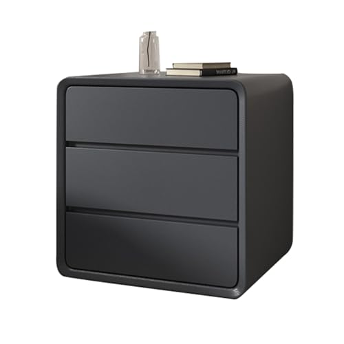 JTPMYFT Großer Nachttisch mit 3 Schubladen, Schlafzimmerschrank, Nachttisch-Beistelltisch, Massivholzrahmen, Gute Tragfähigkeit, geeignet for Schlafzimmer, Wohnzimmer(Dark Gray,45 * 40 * 55cm) von JTPMYFT