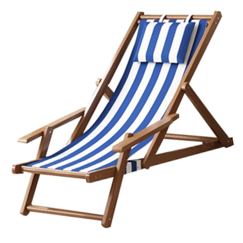 JTPMYFT Klappbarer Strandstuhl for den Außenbereich, Gartenstuhl for den Balkon zu Hause, ergonomisch, langlebig, geeignet for Schlafzimmer, Strand(Blue,Brown Frame) von JTPMYFT