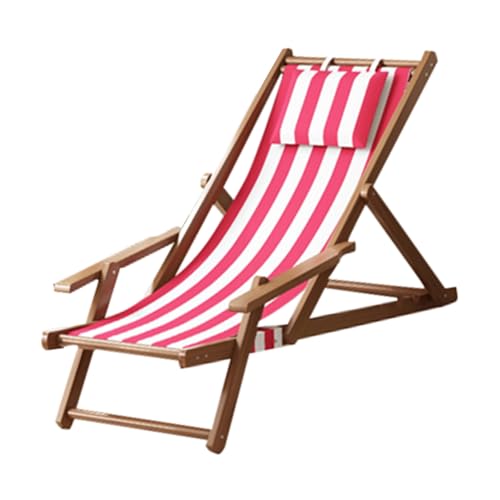 JTPMYFT Klappbarer Strandstuhl for den Außenbereich, Gartenstuhl for den Balkon zu Hause, ergonomisch, langlebig, geeignet for Schlafzimmer, Strand(Red,Brown Frame) von JTPMYFT