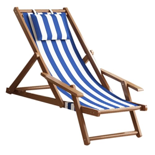JTPMYFT Klappstuhl for Camping und Picknick, Strandstuhl for den Außenbereich, bequemes Sitzen, vierstufige Einstellung der Rückenlehne, geeignet for Gärten und Innenhöfe(Blue,Brown Frame) von JTPMYFT