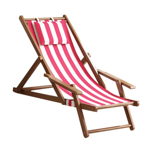 JTPMYFT Klappstuhl for Camping und Picknick, Strandstuhl for den Außenbereich, bequemes Sitzen, vierstufige Einstellung der Rückenlehne, geeignet for Gärten und Innenhöfe(Red,Brown Frame) von JTPMYFT