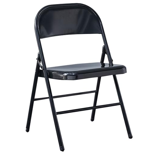 JTPMYFT Klappstuhl mit gepolsterter Sitzfläche, Metallrahmen, ergonomisches, faltbares Design, geeignet for Küche, Balkon(Black) von JTPMYFT
