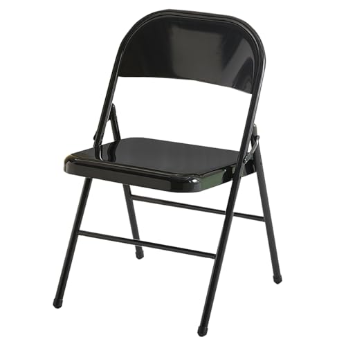 JTPMYFT Klappstuhl mit gepolsterter Sitzfläche for den Innen- und Außenbereich, tragbarer stapelbarer Gewerbestuhl mit Stahlrahmen for Veranstaltungen, Büros(Black) von JTPMYFT