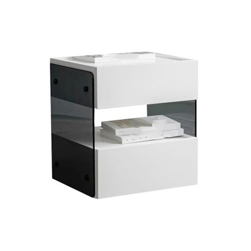 JTPMYFT Minimalistischer Hängenachttisch, Nachttischschrank fürs Schlafzimmer mit Stauraum und Sensorlicht, geeignet for Büro, Wohnzimmer(White,50 x 40 x 47.5 cm) von JTPMYFT