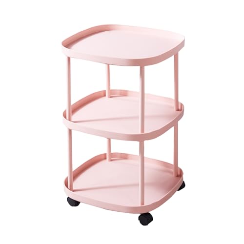 JTPMYFT Nachttisch, Couchtisch for das Wohnzimmer zu Hause mit Rädern und beweglichem Wagen, leicht zu bewegen, geeignet for Schlafzimmer, Sofa(Pink) von JTPMYFT