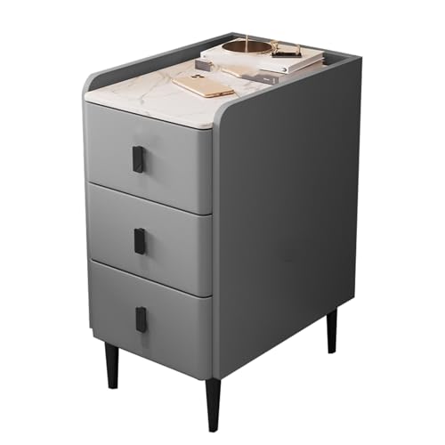 JTPMYFT Nachttisch, Nachttisch aus Holz mit 3 Schubladen, Schrankaufbewahrung for Schlafzimmer, Home Office, kleine Räume(Light Gray,7.8 * 15.7 * 23.6inch) von JTPMYFT