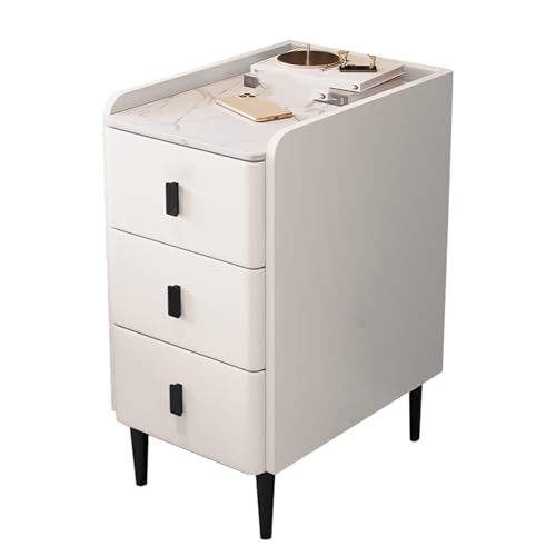 JTPMYFT Nachttisch, Nachttisch aus Holz mit 3 Schubladen, Schrankaufbewahrung for Schlafzimmer, Home Office, kleine Räume(White,7.8 * 15.7 * 23.6inch) von JTPMYFT