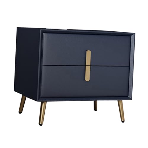 JTPMYFT Nachttisch, Nachttisch mit 2 Schubladen und Schubladenaufbewahrung aus Holz, dreiteilige, leise Schienen, geeignet for Schlafzimmer, Beistelltisch(Dark Blue,30 * 40 * 47cm) von JTPMYFT