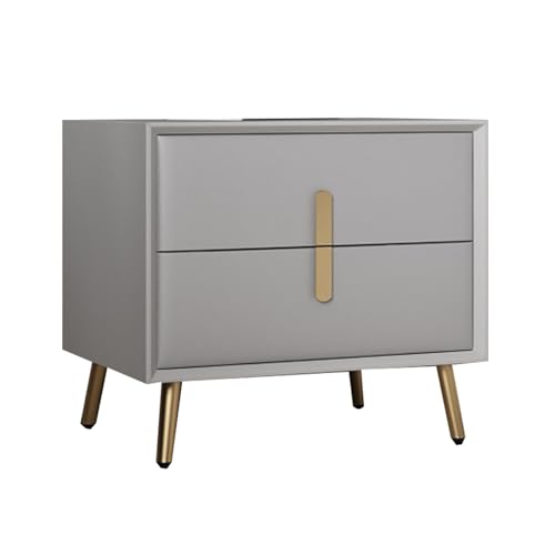 JTPMYFT Nachttisch, Nachttisch mit 2 Schubladen und Schubladenaufbewahrung aus Holz, dreiteilige, leise Schienen, geeignet for Schlafzimmer, Beistelltisch(Light Gray,45 * 40 * 47cm) von JTPMYFT