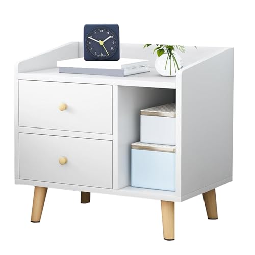 JTPMYFT Nachttisch, Nachttisch mit Schubladen und offenem Stauraum, geeignet for Schlafzimmer, Wohnzimmer(White) von JTPMYFT