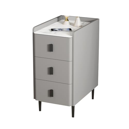JTPMYFT Nachttisch 1-teiliges Set, Schmaler Nachttisch mit 3 Schubladen und Stauraum, Geeignet for Schlafzimmer, Wohnzimmer, Sofa, Büro(Light Gray,20 * 40 * 60cm) von JTPMYFT