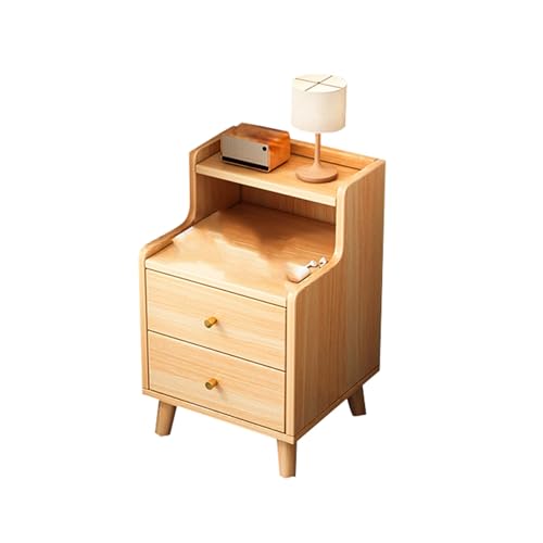 JTPMYFT Nachttisch aus Holz mit Schubladen, schmaler Nachttisch for das Schlafzimmer, 20 cm breit, reservierte Sockelleiste, Ladeanschluss(40 * 39.5 * 48cm (15 * 15 * 19 inches)) von JTPMYFT