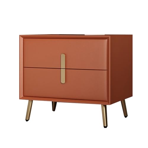 JTPMYFT Nachttisch aus Massivholz, Nachttischschrank for das Schlafzimmer, klare Textur, Guanyin-Schiene aus goldenem Eisen, geeignet for Schlafzimmer und Wohnzimmer(Orange,50 * 40 * 47cm) von JTPMYFT