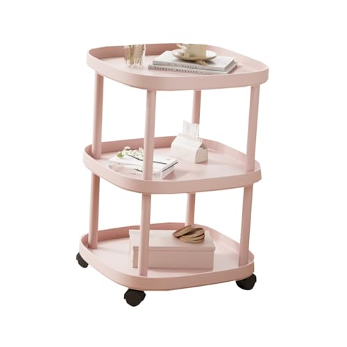 JTPMYFT Nachttisch for Schlafzimmer und Wohnzimmer, Kleiner Nachttisch for Schlafzimmer, mobiles Lagerregal, wasserdicht und leicht zu reinigen, geeignet for den Innenbereich, Schlafzimmer(Pink) von JTPMYFT