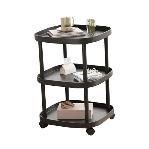 JTPMYFT Nachttisch for das Wohnzimmer zu Hause, dreischichtiges Regal, Kleiner Sofa-Beistelltisch for Wohnungen, geeignet for mehrere Szenen, geeignet for Balkon, Schlafzimmer(Black) von JTPMYFT