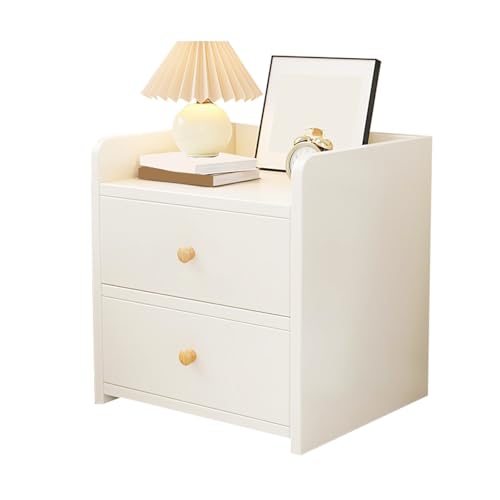 JTPMYFT Nachttisch mit 2 Schubladen, Kleiner Nachttisch mit klarer Textur, geeignet for kleine Räume, Schlafzimmer, Kommoden, Schlafsäle(White) von JTPMYFT