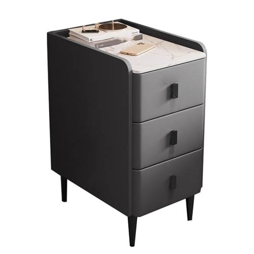 JTPMYFT Nachttisch mit 3 Schubladen, Nachttisch aus Holz, hitzebeständig, Aufbewahrung, geeignet for kleine Räume, Schlafsäle, Schlafzimmer(Dark Gray,15.7 * 15.7 * 23.6inch) von JTPMYFT