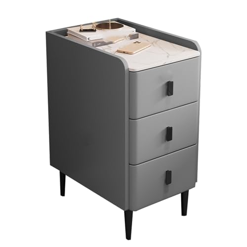 JTPMYFT Nachttisch mit 3 Schubladen, Nachttisch aus Holz, hitzebeständig, Aufbewahrung, geeignet for kleine Räume, Schlafsäle, Schlafzimmer(Light Gray,11.8 * 15.7 * 23.6inch) von JTPMYFT