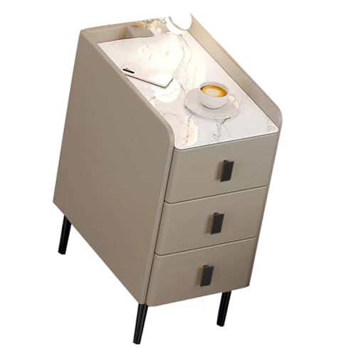 JTPMYFT Nachttisch mit 3 Schubladen, Nachttisch aus Holz, hitzebeständig, Aufbewahrung, geeignet for kleine Räume, Schlafsäle, Schlafzimmer(Morandi,7.8 * 15.7 * 23.6inch) von JTPMYFT