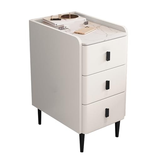 JTPMYFT Nachttisch mit 3 Schubladen, Nachttisch aus Holz, hitzebeständig, Aufbewahrung, geeignet for kleine Räume, Schlafsäle, Schlafzimmer(White,11.8 * 15.7 * 23.6inch) von JTPMYFT