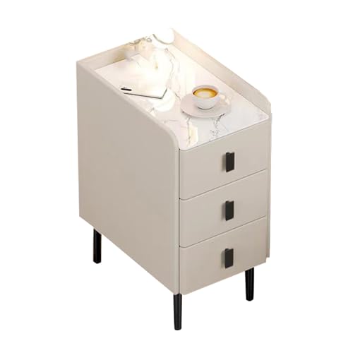 JTPMYFT Nachttisch mit 3 Schubladen, abgerundete Ecken, Aufbewahrungsorganisation, geeignet for Schlafzimmer, Home Office, kleine Räume(White,40 * 40 * 60cm) von JTPMYFT