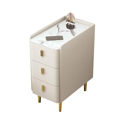 JTPMYFT Nachttisch mit Schublade, Beistelltisch, Kratzfest und verschleißfest, geeignet for Schlafzimmer, Wohnzimmer, Büro, weiß (goldene Hardware)(White,13.7 * 15.7 * 23.6inch) von JTPMYFT