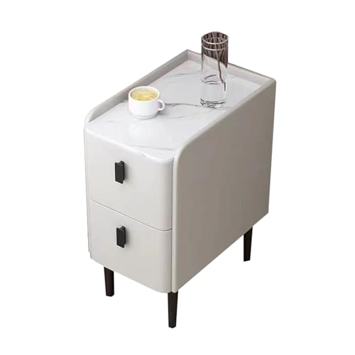 JTPMYFT Nachttisch mit Schubladen, Doppelschubladen for Schlafzimmer, Kleiner Nachttisch, stark belastbar, geeignet for Schlafzimmer, Wohnzimmer(White,30 * 40 * 50cm) von JTPMYFT